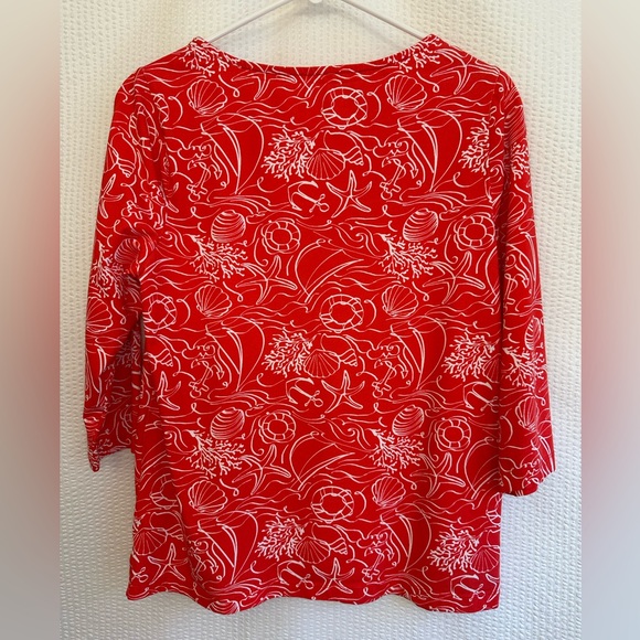 Appleseed’s Women’s Red White Nautical Beach Vacation Top Size: Small Petite - Picture 2 of 7